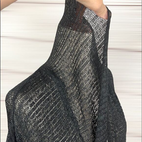 Donna Karan Open Front Sleeveless Semi-Sheer Draped Cozy Long Cardigan M - Picture 6 of 12